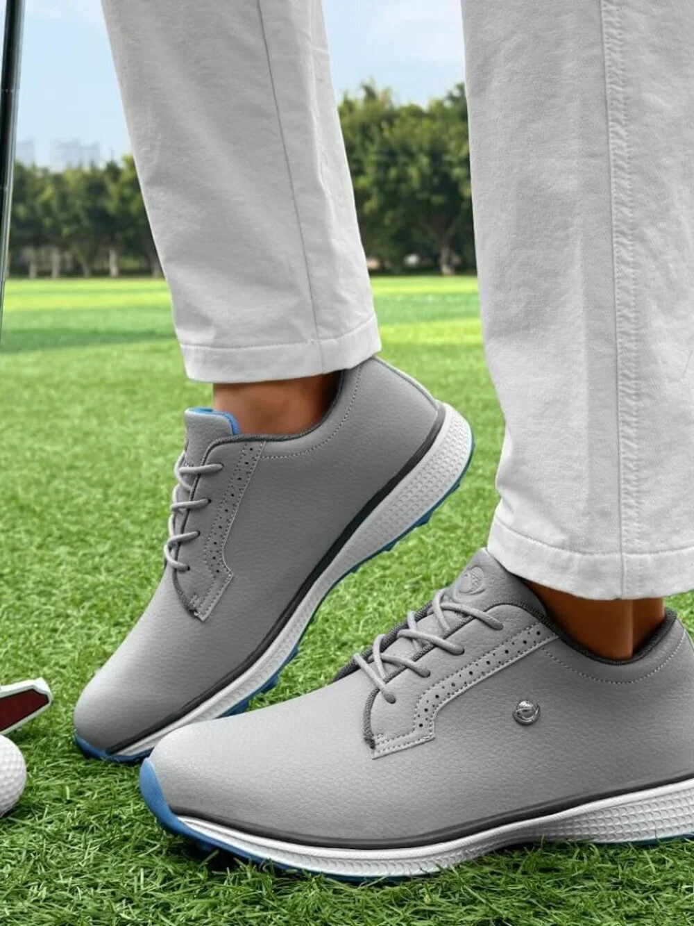 Men's Grey Professional Golf Shoes Outdoor Golf Sport Training Sneakers